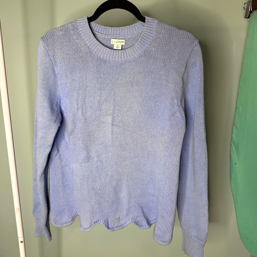 J. by J.Crew Blue Scalloped Hem Knit Pullover Sweater Medium